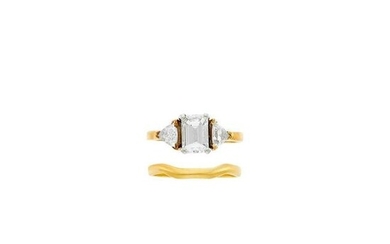 Gold and Diamond Ring and Band Ring