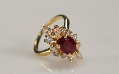 Gold ring (18k) Rubies and diamonds (8gr)