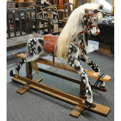 Good modern dapple grey rocking horse on patent swing stand ...