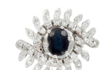 Gorgeous Diamond and Sapphire Platinum Cocktail Ring