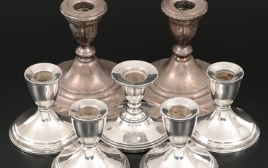 Gorham Silver Plate and Other Weighted Sterling Silver Candlesticks