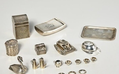 Group (8) miniature silver novelty items