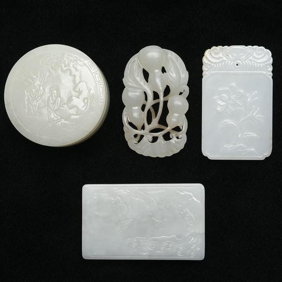 Group of Four Chinese White Jade Carvings.