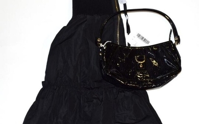 Gucci black patent monogram bag, with chrome hardware, zip fastening,...