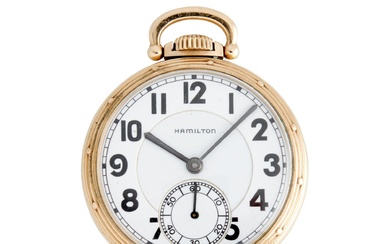 HAMILTON WATCH CO. LANCASTER PA. MODEL 950 A 10CT GOLD FILLED OPENFACE RAILROAD GRADE WATCH