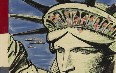 HARRY BROWN. "Class Trip." Cover illustration for an Independence Day issue of unknown...