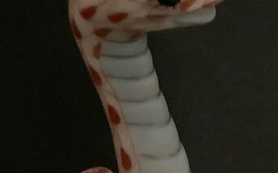 HEREND SIGNED PORCELAIN RUST FISHNET SNAKE FIGURINE MADE IN HUNGARY