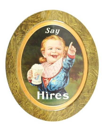 HIRES ROOT BEER TIN SELF FRAMED ADVERTISING SIGN.