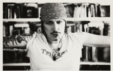 Hannah Domagala, British b.1976- Adam Ant; silver gelatin print on paper numbered 3/3 and signed by the artist with her blindstamp, and by Adam Ant, sheet 59.5 x 83.5 cm (unframed) Note: Hannah Domagala is a London based photographer who in 2010...