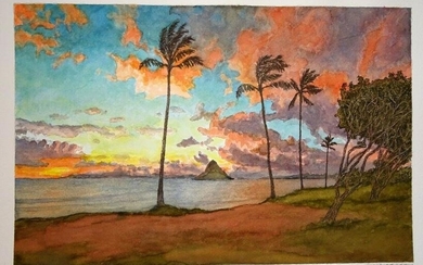 Hawaii Painting Sunrise Kualoa Park, Oahu Segedin #142
