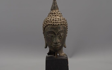 Head (1) - Bronze - Bronze Head of the Buddha - Thailand - Ayutthaya (1350 AD to 1564 AD)