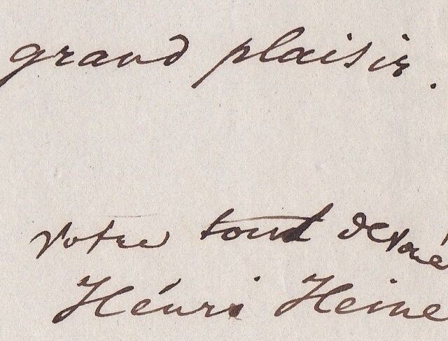 Heinrich Heine - Lettre autographe signée inédite à Théodore Mangin - 1835