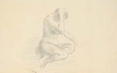 Henri LEBASQUE (1865-1937) – Etude de nu – Crayon et estompe sur papier – Signé…