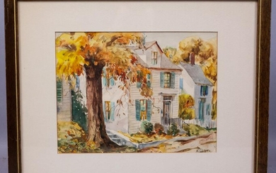 Henry M Gasser Signed Painting House in Autumn