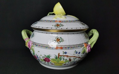 Herend - Centrepiece - Indian Basket multicolor - Large soup tureen with lid - Porcelain