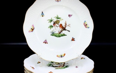 Herend - Exquisite Set of 5 Plates (20,8 cm) - "Rothschild Bird" Pattern - Plate - Hand Painted Porcelain