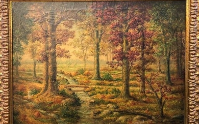 Hudson River School Style Large Oil Painting