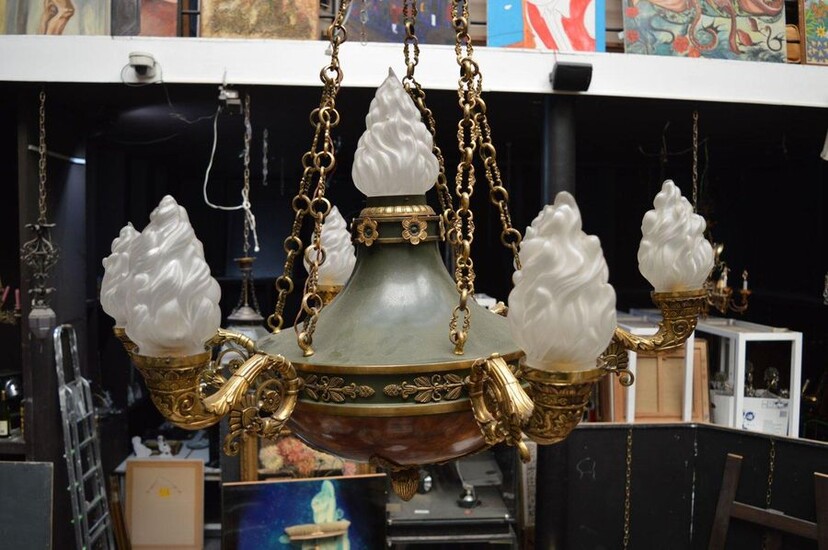 Important LouisXVI style chandelier circa 1880 with 7...