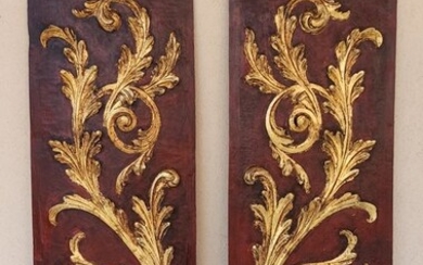 "Imposing pair of panels with griffins / dragons" - 96 cm - Wood - Second half 19th century