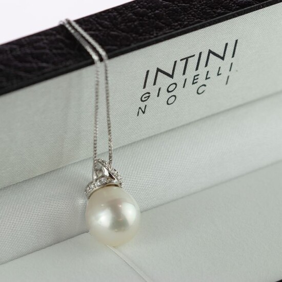 Intini Jewels - 18 kt. Gold, White gold - Necklace - 23.22 ct Pearl - Diamond, Diamonds
