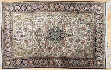 Iranian Hand Knotted Silky Wool Carpet - 41 1/2" X 60 1/2" Or 3.45' X 5'