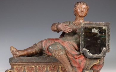 Italië, houten gestoken sculptuur van een Romein, 1e kwart 19e...