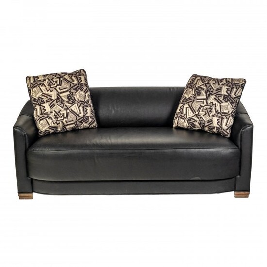 J Robert Scott Black Italian Leather Lounge Sofa