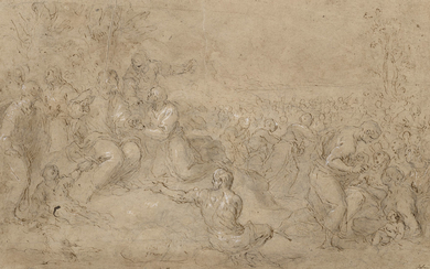 JACOPO NEGRETTI, DIT PALMA IL GIOVANE (VENISE VERS 1550-1628), La multiplication des pains (recto); Homme assis vu de dos tenant un bâton (verso)
