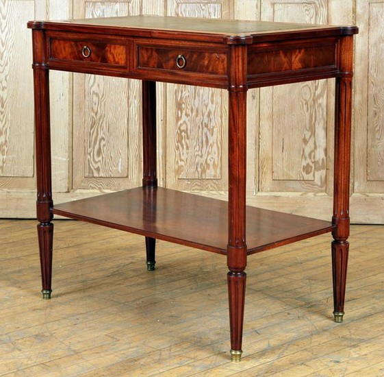 JANSEN QUALITY MAHOGANY LEATHER CONSOLE TABLE