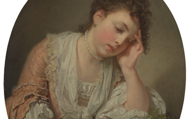 JEAN-BAPTISTE GREUZE (TOURNUS 1725-1805 PARIS) Une jeune fille qui pleur...