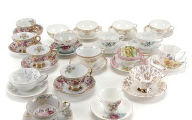 Japanese and English Porcelain and Bone China Teacups and Saucers