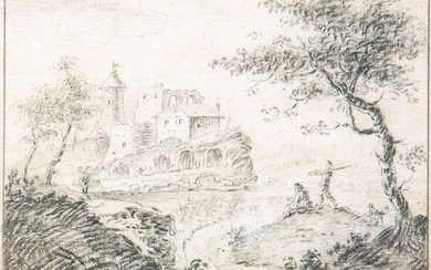 Jean PILLEMANT (1727-1808) attribué à : « Paysages animés » - Deux crayons noirs sur...