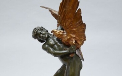 Jean Verschneider: sculpture en bronze 'l'Homme et l'Aigle' (h69cm)