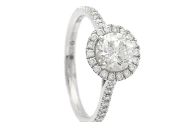 Jewellery Ring RING, platinum, brilliant cut diamond 1,00 ct, W(H)/SI...