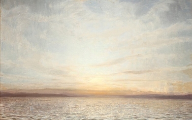 Julius Paulsen: Sunset over a beach. Sign. Jul. Paulsen 1906. Olie på lærred. 48×63.