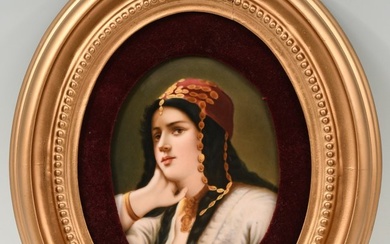 KPM PAINTING ON PORCELAIN PORTRAIT OF A GYPSY GIRL
