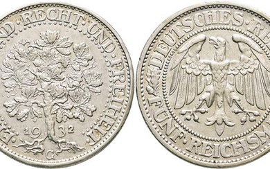 Karlsruhe.5 Reichsmark 1932 G (Eichbaum). J. 331. Dav. 966. Kat.Dasio...