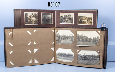 Konvolut 2 Fotoalben 1. WK eines Offiziers der Artillerie, Westfront, 136 Fotos und ...