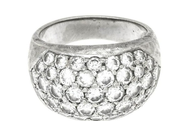 Lady’s Diamond Dome Style Ring, 14K White Gold, Size: 4