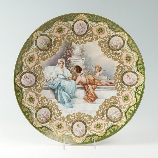 LARGE 18TH CENTURY SEVRES PAINTED CHARGER