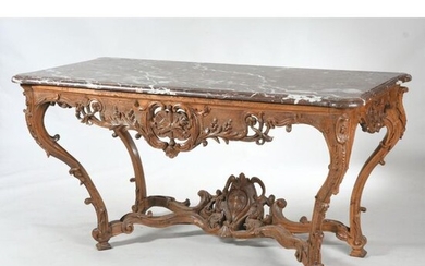 LARGE GAME TABLE LOUIS XV in natural patinated...