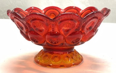 L.E. Smith Footed Amberina Red/ Orange Footed Bowl