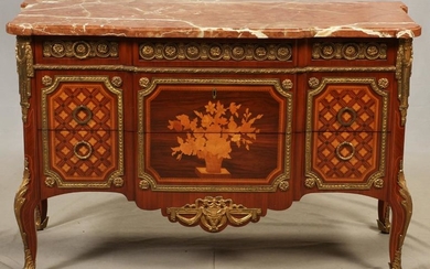 LOUIS XVI STYLE, MARBLE TOP COMMODE