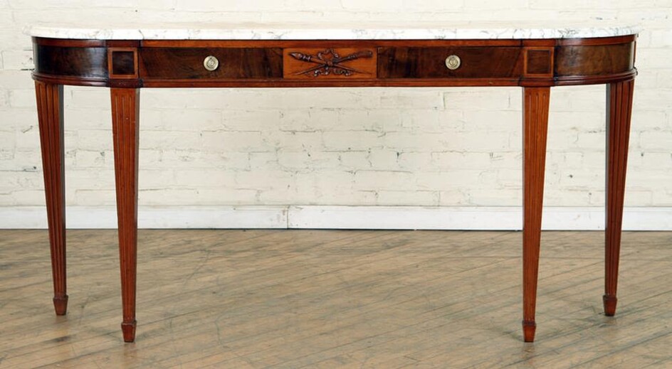 LOUIS XVI STYLE MARBLE TOP MAHOGANY CONSOLE C1910