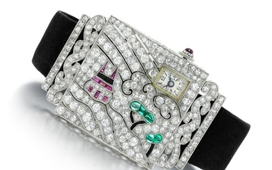 Lady's gem set and diamond cocktail watch, 1920s