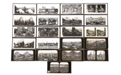 Large Collection of Glass Stereo Diapositive Slides including Ferrier and Soulier