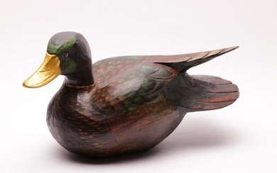 Large Hand Painted Timber Duck (H:29 x L:54 x W:27cm)