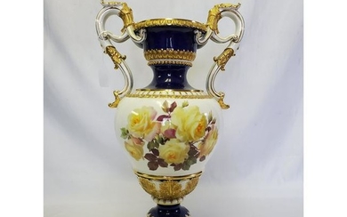 Large Meissen Vase w/Ornate Gilded Handles
