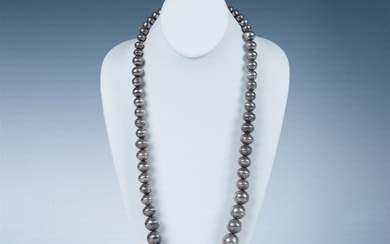 Large Native American Sterling Silver Bead Necklace