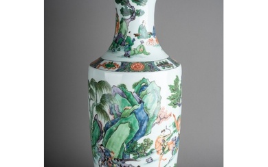 Large antique Chinese Famille Verte porcelain vase finely de...